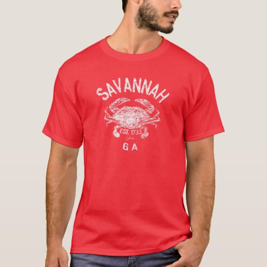 Jcombs: Savannah, GA, Atlantic Blue Crab T-shirt (Voorkant)