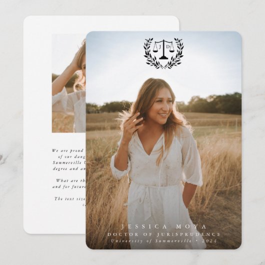 JD Law Scales+Laurel Wreath Black Overlay 2 Foto Aankondiging (Voorkant / Achterkant)