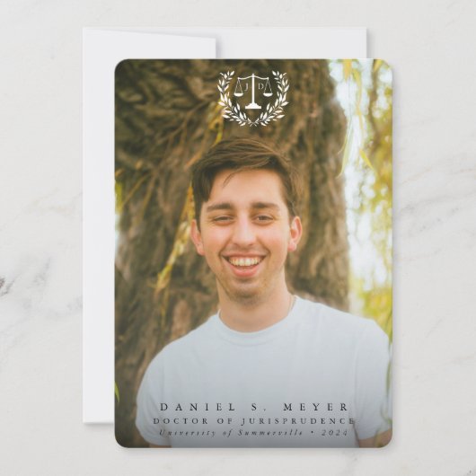 JD Law Scales+Laurel Wreath White Overlay 2 Foto Aankondiging (Voorkant)