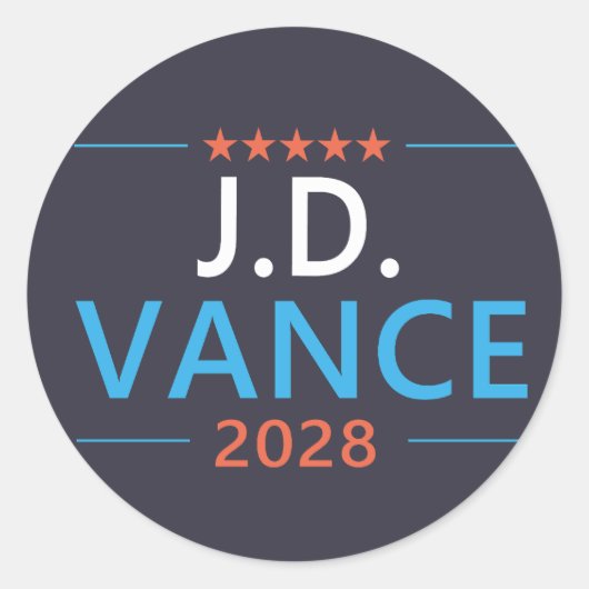 JD Vance 2028 Republikeins Patriottisch Ronde Sticker (Voorkant)