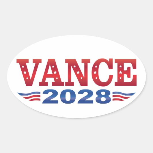 JD Vance President 2028 (bs) Ovale Sticker (Voorkant)