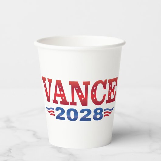JD Vance President 2028 (bs) Papieren Bekers (Voorkant)