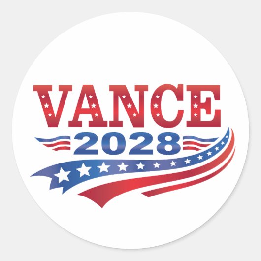 JD Vance President 2028 Ronde Sticker (Voorkant)