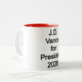 JD Vance voor President 2028 Tweekleurige Koffiemok (Voorkant links)