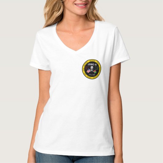 JDEC-A Women's V-nek T-shirt (voor/achter Logo) (Voorkant)