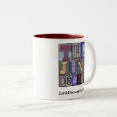 JDLogo, JunkDrawerBlog.com Tweekleurige Koffiemok (Voorkant rechts)