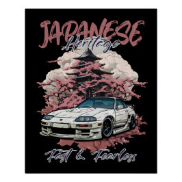 JDM auto blending in het Japanse landschap. Perfect Poster