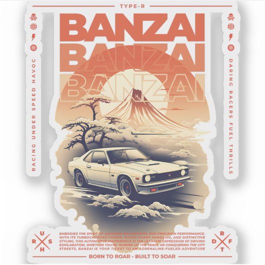 JDM auto blending in het Japanse landschap. Sticker (Voorkant)