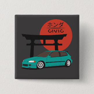 JDM Hatch Legend Torii Sunset Street Culture Vierkante Button 5,1 Cm