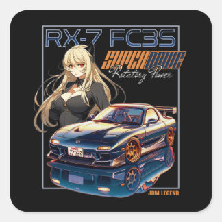 JDM LEGEND rotatievermogen RX-7 FC3S Vierkante Sticker