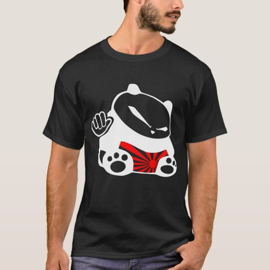 JDM Panda Domo Japan Flag Black Dark T Shirt (Voorkant)
