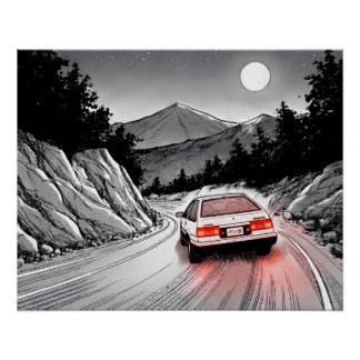 JDM Panda Manga Stijl Berg Driften Perfect Poster