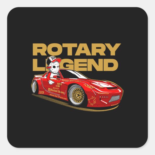 JDM RED ROTARY DRIFT LEGENDE VIERKANTE STICKER (Voorkant)
