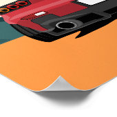 JDM Red RX-7 Rear View Racing Car Illustration Art Poster (Hoek)