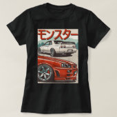 JDM Skyline R32-auto die Japan Rising Sun Drift af T-shirt (Design voorkant)