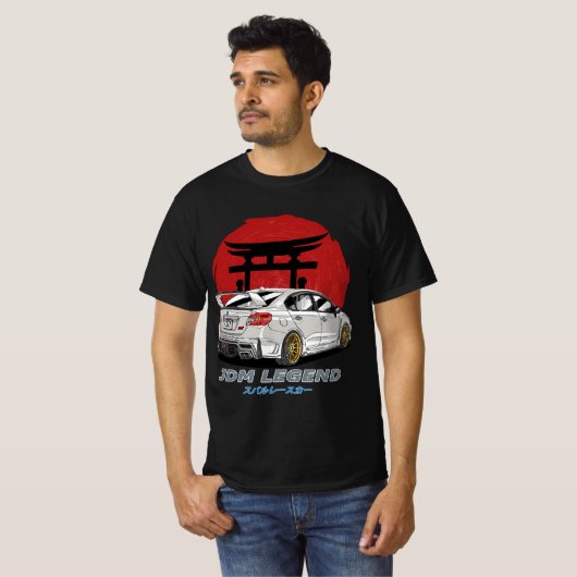 JDM White Subie Impreza WRX STi T-Shirt (Voorkant volledig)