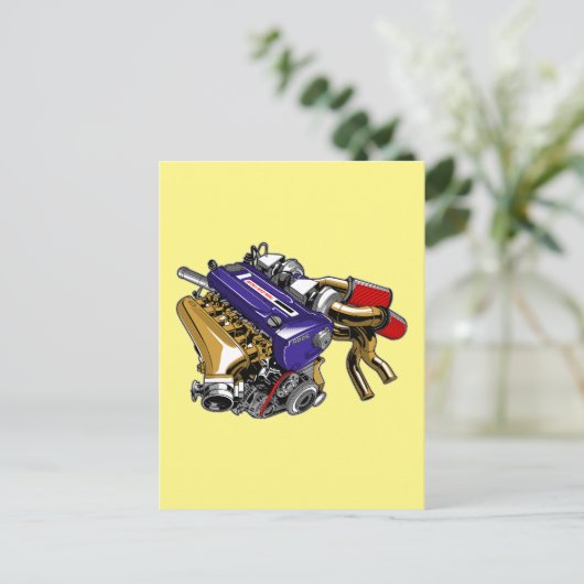 JDM ZESCILINDER TURBOMOTOR BRIEFKAART (Staand voorkant)