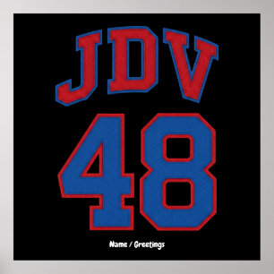 JDV 48 Retro Varsity Stijl Vintage Sport Monogram Poster