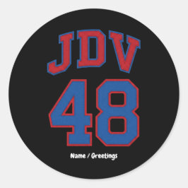 JDV 48 Retro Varsity Stijl Vintage Sport Monogram Ronde Sticker