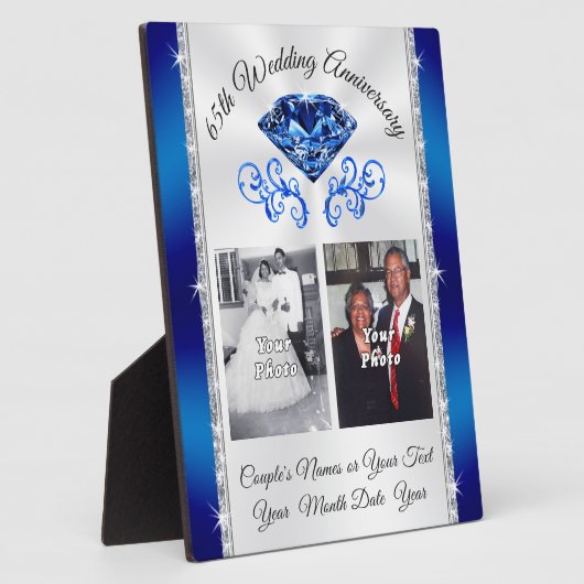 Je 1, 2 FOTOS 65th Wedding Jubileum Cadeaus Fotoplaat (Zijkant)