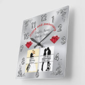 Je 1 of 2 FOTOS Ruby Wedding Jubileum Giften Vierkante Klok (Hoek)