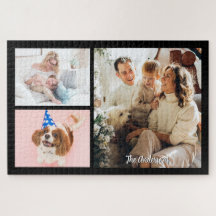 Je 3 familiefoto's & scriptnaam op zwart