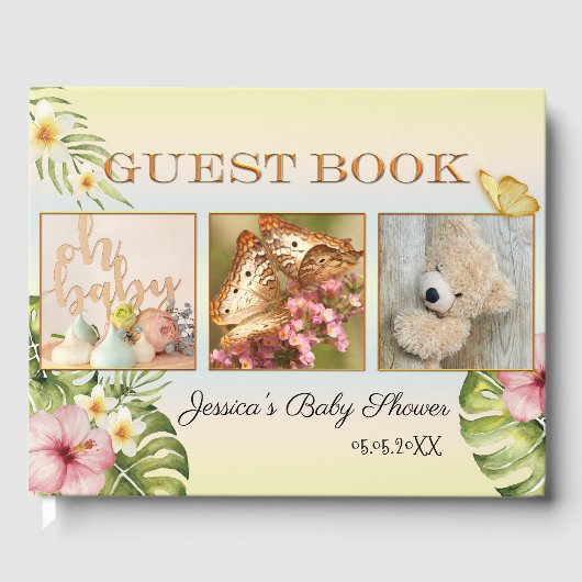 Je 3 foto's bevestigen het Baby shower Gastenboek (Voorkant)