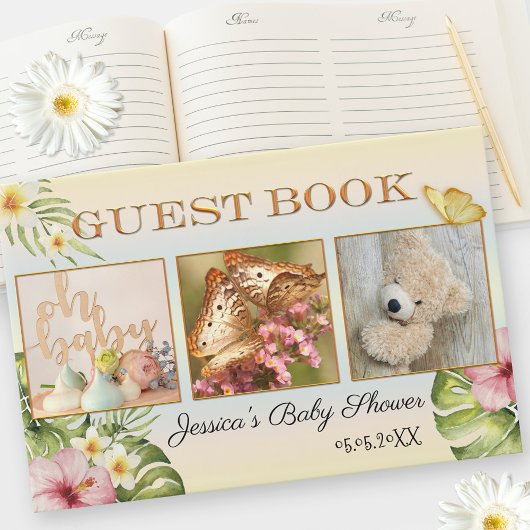 Je 3 foto's bevestigen het Baby shower Gastenboek