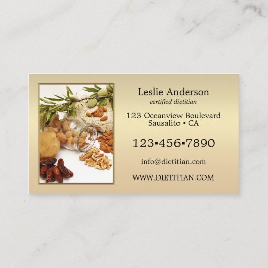 Je 4 foto's Dietitist of Nutrionist Visitekaartje (Achterkant)