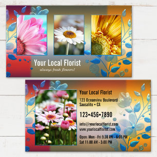 Je 4 foto's Kleurrijke Bloemen Bloemist Portfolio Visitekaartje
