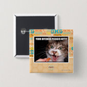 Je aanbieding is een Kat Vierkante Button 5,1 Cm (Voorkant /achterkant)