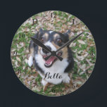 Je aangepaste foto-Pet Ronde Klok<br><div class="desc">Pas de foto van uw eigen hond aan op deze aangepaste huismuurklok en pas deze aan met hun naam onderaan. Een mooi gepersonaliseerd cadeau voor een hond- of katteneigenaar om hun liefde te immoraliseren.</div>