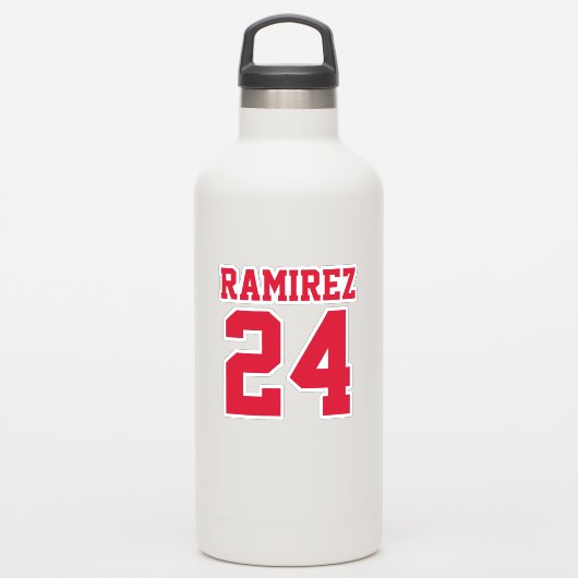 Je aangepaste Jersey nummer en afspeelnaam Sticker (Waterfles)