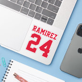 Je aangepaste Jersey nummer en afspeelnaam Sticker (Laptop met iPhone)