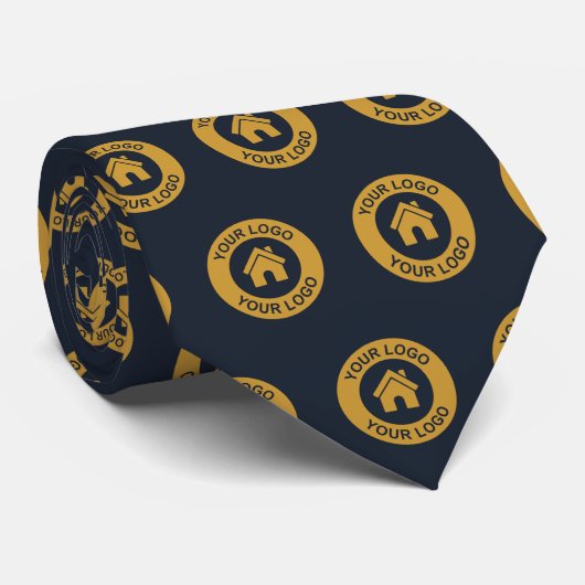 Je aangepaste Logo blauwe promotie voor bedrijven Stropdas (Opgerold)