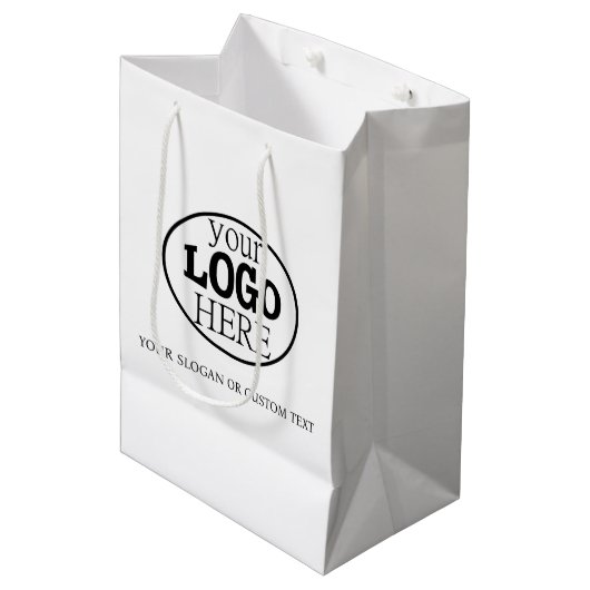 Je aangepaste Logo en tekst Medium Cadeauzakje (Voorkant Gekanteld)