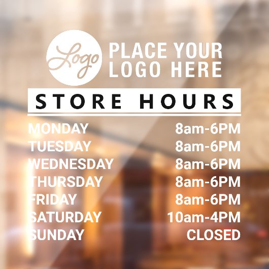 Je aangepaste Logo-winkeluren toevoegen Raamsticker (Vel 2)