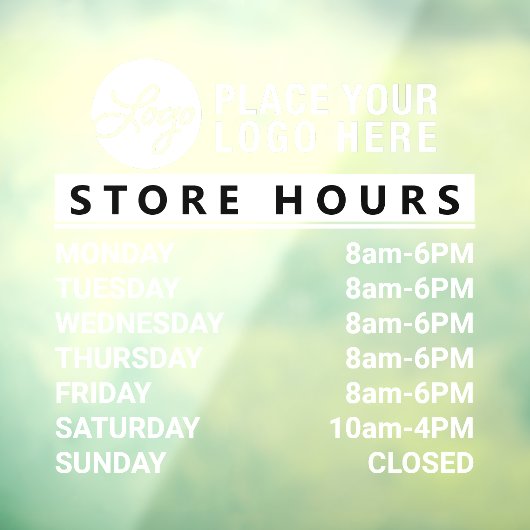 Je aangepaste Logo-winkeluren toevoegen Raamsticker (Vel 3)