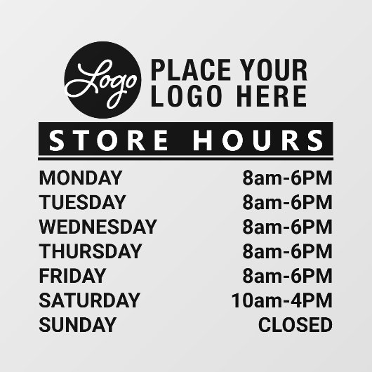 Je aangepaste Logo-winkeluren toevoegen Raamsticker (Vel)