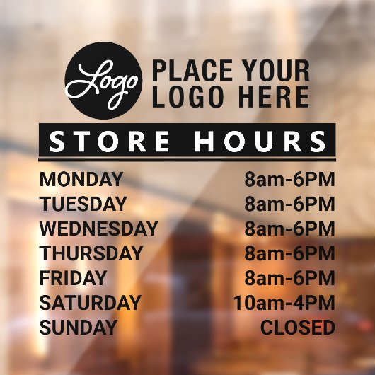 Je aangepaste Logo-winkeluren toevoegen Raamsticker (Vel 2)