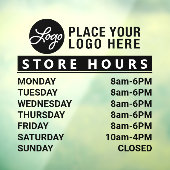 Je aangepaste Logo-winkeluren toevoegen Raamsticker (Vel 3)