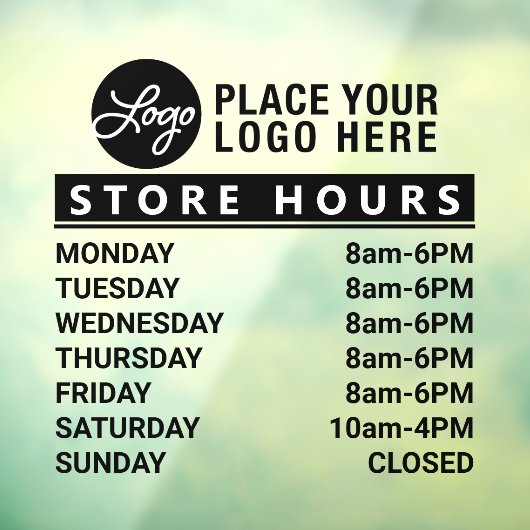 Je aangepaste Logo-winkeluren toevoegen Raamsticker (Vel 3)