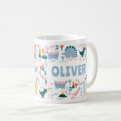 Je aangepaste naam Kinder vult kleurrijke dinosaur Koffiemok (Voorkant rechts)
