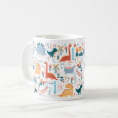 Je aangepaste naam Kinder vult kleurrijke dinosaur Koffiemok (Voorkant links)