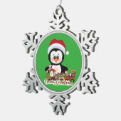 Je aangepaste Pewter Snowflake Ornament Penguin (Rechts)