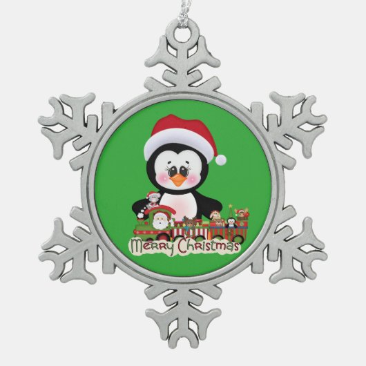 Je aangepaste Pewter Snowflake Ornament Penguin (Voorkant)