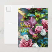 Je aangepaste tekst gemengde bloemen 16 Sjabloon (Voorkant / Achterkant)
