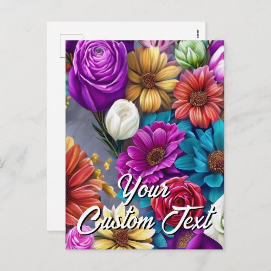 Je aangepaste tekst gemengde bloemen 24 Sjabloon (Voorkant / Achterkant)