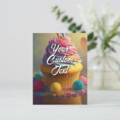 Je aangepaste tekst Happy Birthday Cupcake Sjabloo Feestdagenkaart (Staand voorkant)