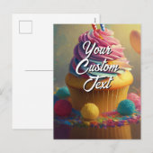 Je aangepaste tekst Happy Birthday Cupcake Sjabloo Feestdagenkaart (Voorkant / Achterkant)